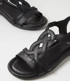 Women SUPERSOFT Comfort|Flats-Famie Black Leather Sandals