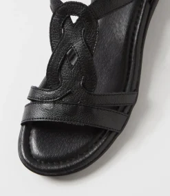 Women SUPERSOFT Comfort|Flats-Famie Black Leather Sandals