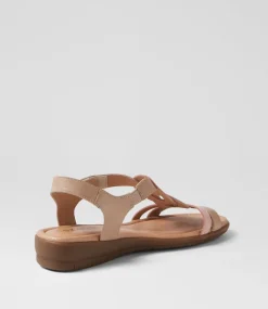 Women SUPERSOFT Comfort|Flats-Famie Light Taupe Blush Leather Sandals