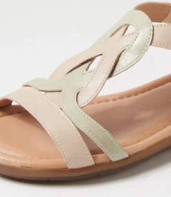 Women SUPERSOFT Comfort|Flats-Famie Stone Seagreen Leather Sandals