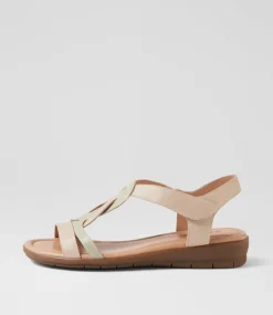 Women SUPERSOFT Comfort|Flats-Famie Stone Seagreen Leather Sandals