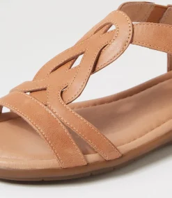 Women SUPERSOFT Comfort|Flats-Famie Tan Leather Sandals