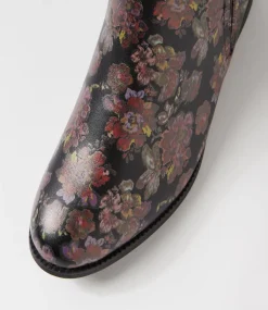 Women I LOVE BILLY Boots-Fanda Black Floral Chelsea Boots