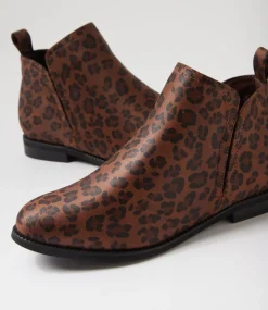 Women I LOVE BILLY Boots-Fanda Brown Leopard Microsuede Chelsea Boots
