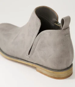 Women I LOVE BILLY Boots-Fanda Grey Nubuck Pu Chelsea Boots