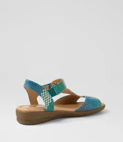 Women SUPERSOFT Comfort|Flats-Fanne2 Blue Cross Hatch Leather Sandals