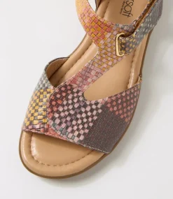 Women SUPERSOFT Comfort|Flats-Fanne2 Orange Cross Hatch Leather Sandals