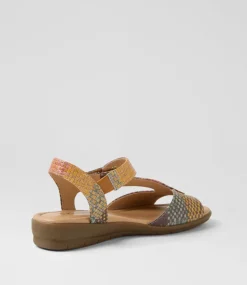 Women SUPERSOFT Comfort|Flats-Fanne2 Orange Cross Hatch Leather Sandals