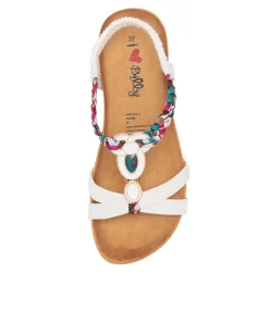 Women I LOVE BILLY Flats|Sandals-Fantasie White Multi Sandals