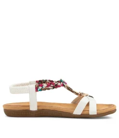 Women I LOVE BILLY Flats|Sandals-Fantasie White Multi Sandals