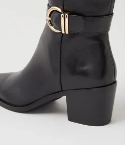 Women DIANA FERRARI Boots-Farally Black Leather Knee High Boots
