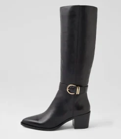 Women DIANA FERRARI Boots-Farally Black Leather Knee High Boots