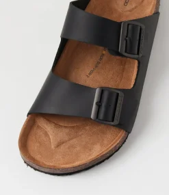 COLORADO Casuals|Sandals-Farrah Black Crazyhorse Leather Slides