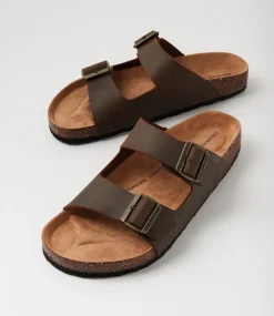 COLORADO Casuals|Sandals-Farrah Mocca Crazyhorse Leather Slides