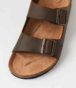 COLORADO Casuals|Sandals-Farrah Mocca Crazyhorse Leather Slides