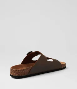 COLORADO Casuals|Sandals-Farrah Mocca Crazyhorse Leather Slides