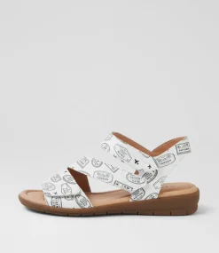 Women SUPERSOFT Comfort|Flats-Fast Black Grey Travel Stamp Leather Sandals