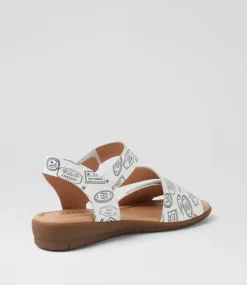 Women SUPERSOFT Comfort|Flats-Fast Black Grey Travel Stamp Leather Sandals