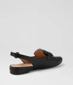 Women TOP END Flats|Loafers-Favillas Black Leather Flat Shoes