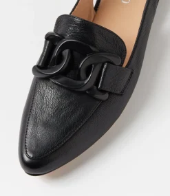 Women TOP END Flats|Loafers-Favillas Black Leather Flat Shoes