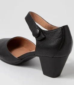Women SUPERSOFT Dress|Comfort-Felicia Black Leather Heels