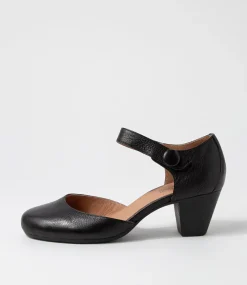 Women SUPERSOFT Dress|Comfort-Felicia Black Leather Heels