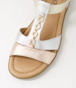 Women SUPERSOFT Flats|Comfort-Ferraro2 Rose Gold Silver Leather Sandals