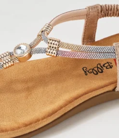 Women I LOVE BILLY Flats|Sandals-Fessa Rose Gold Multi Sandals