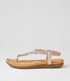 Women I LOVE BILLY Flats|Sandals-Fessa Rose Gold Multi Sandals
