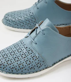Women SUPERSOFT Comfort|Flats-Festival Light Denim Leather Lace Up Flats