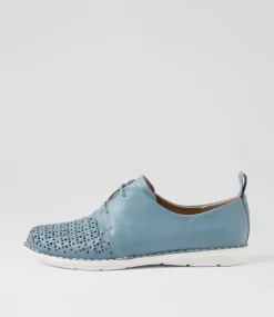 Women SUPERSOFT Comfort|Flats-Festival Light Denim Leather Lace Up Flats