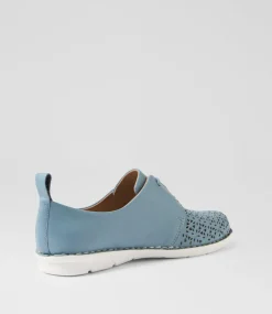 Women SUPERSOFT Comfort|Flats-Festival Light Denim Leather Lace Up Flats