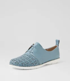 Women SUPERSOFT Comfort|Flats-Festival Light Denim Leather Lace Up Flats