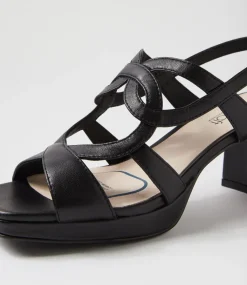 Women SUPERSOFT Comfort|Heels-Fiance Black Leather Sandals