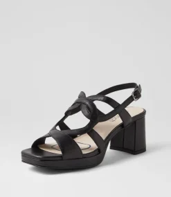 Women SUPERSOFT Comfort|Heels-Fiance Black Leather Sandals