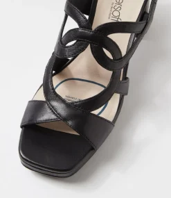 Women SUPERSOFT Comfort|Heels-Fiance Black Leather Sandals