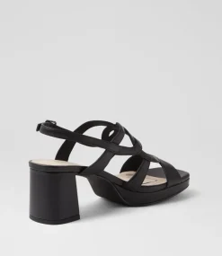 Women SUPERSOFT Comfort|Heels-Fiance Black Leather Sandals