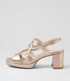 Women SUPERSOFT Comfort|Heels-Fiance Champagne Leather Sandals