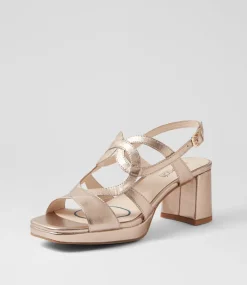 Women SUPERSOFT Comfort|Heels-Fiance Champagne Leather Sandals