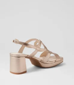 Women SUPERSOFT Comfort|Heels-Fiance Champagne Leather Sandals