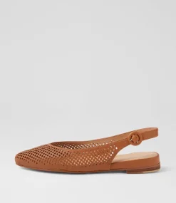 Women TOP END Flats-Filone Dark Tan Leather Flat Shoes