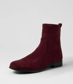 Women DIANA FERRARI Boots-Finkis Burgundy Stretch Microsuede Ankle Boots