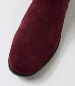Women DIANA FERRARI Boots-Finkis Burgundy Stretch Microsuede Ankle Boots
