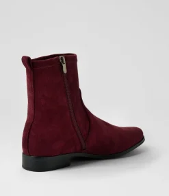 Women DIANA FERRARI Boots-Finkis Burgundy Stretch Microsuede Ankle Boots