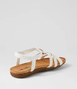 Women I LOVE BILLY Flats|Sandals-Fiorente White Multi Sandals