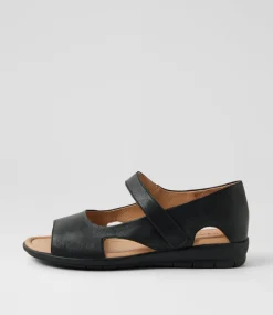 Women SUPERSOFT Comfort|Flats-Fleure Black Leather Sandals