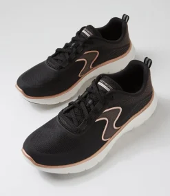 Women SKECHERS Sneakers-Flex Appeal 5 Black Rose Gold Mesh Sneakers
