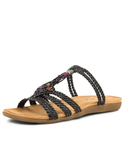 Women I LOVE BILLY Flats|Sandals-FLIPPY BLACK MULTI
