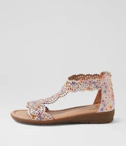Women SUPERSOFT Comfort|Flats-Floriea Pansy Leather Sandals