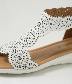 Women SUPERSOFT Comfort|Flats-Floriea White Leather Sandals